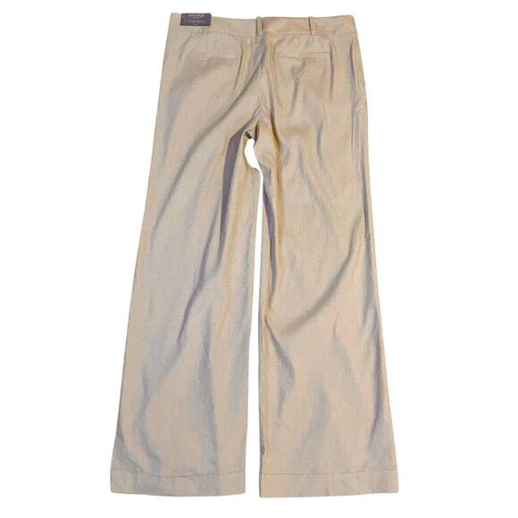 Ann Taylor NWT beige signature fit linen blend wide leg cuffed pants size 14 - Picture 2 of 9